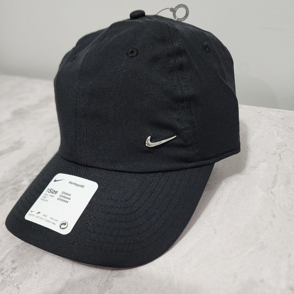 Nike Heritage 86 Metal Swoosh Adjustable Hat Black Adult Unisex One Size New